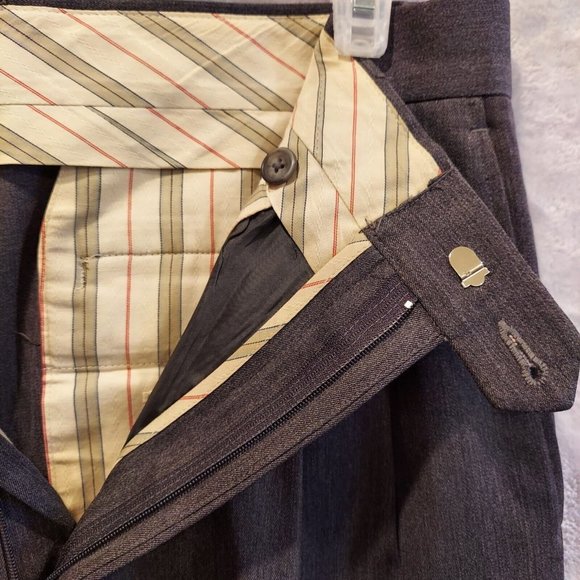 Timepieces Trousers Mens Size 36x33 100% Wool Classic Pleated dark grey brushed - Picture 9 of 12